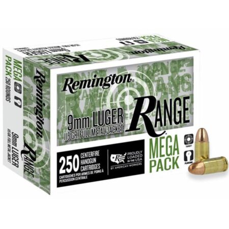 Remington Range Handgun Ammunition 9mm Luger 115 gr. FMJ 1145 fps 250/ct Remington