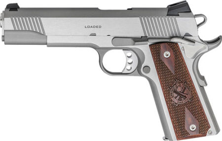 SPRINGFIELD 1911 LOADED 45ACP - 5" 7RD SS/WOOD GRIPS CA COMP