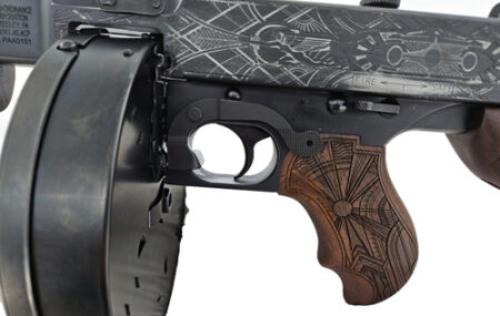 GT150DC7_RECV_R_PISTOL-GRIP_LEFT_CLOSEUP.jpg THOMPSON 1927A1 45ACP CARBINE - 18" ROARING 20'S EDITION
