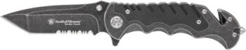 S&W KNIFE BORDER GUARD 3.5" - BLADE W/STRAP CUTTER/GLS BREKR
