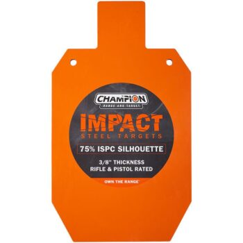 https3A2F2Fmedia.chattanoogashooting.com2Fimages2Fproduct2FCM44922C2FCM44922C-1.jpg Champion Impact Steel Silhouette Target 75% IPSC Rifle Rated Orange