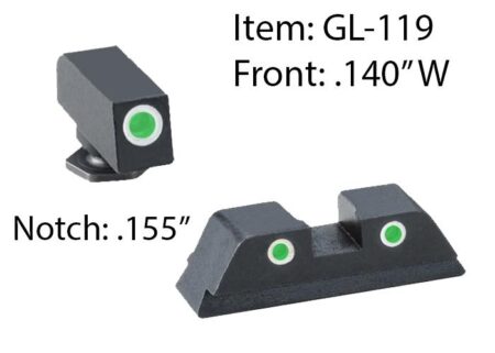 https3A2F2Fmedia.chattanoogashooting.com2Fimages2Fproduct2FKQGL1192FKQGL119.jpg Ameriglo Classic Tritium Night Sight Set 3-Dot for Glock 20 21 29 30 31 32 36 40 41