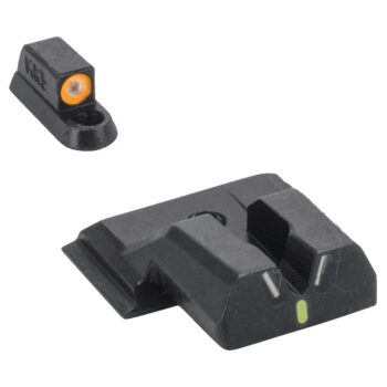 https3A2F2Fmedia.chattanoogashooting.com2Fimages2Fproduct2FMK04177531312FMK0417753131.jpg Meprolight Hyper Bright V-Sight Fixed Pistol Set for S&W M&P Shield Green with Orange Front