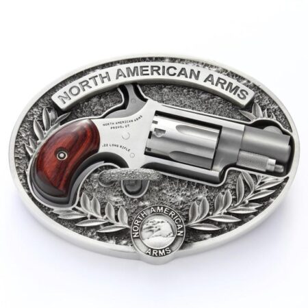 https3A2F2Fmedia.chattanoogashooting.com2Fimages2Fproduct2FNDNAA22LRBBO2FNDNAA22LRBBO-1.jpg NAA 22LR Mini Revolver .22 LR 5rd Capacity 1.125" Barrel Silver with Wood Grips and Oval Enclosed Belt Buckle