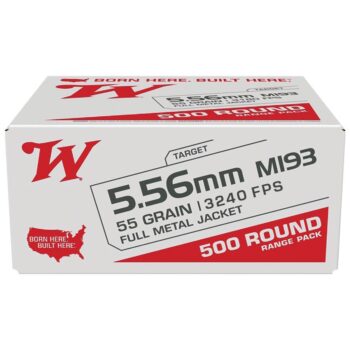 Winchester USA Lake City M193 5.56mm 55gr FMJ Bulk Ammo Winchester USA Lake City M193 Rifle Ammunition 5.56mm 55 gr. FMJ 3240 fps 500/ct (Bulk Box)