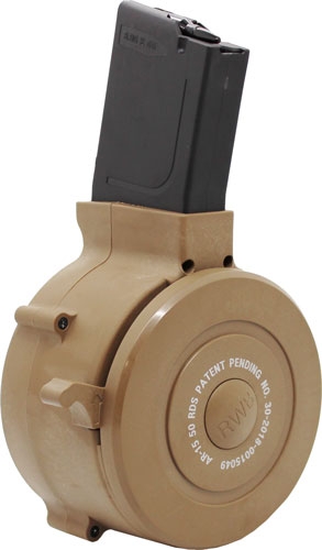 magar1550t.jpg IVER JOHNSON MAGAZINE AR15 - 223 50RD DRUM TAN POLY