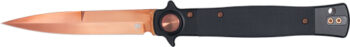 COBRATEC STILETTO 4" ROSE GOLD - BLADE BLACK G-10 BUTTON LOCK