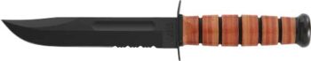 KA-BAR FIGHTING/UTILITY KNIFE - 7" SRRTD W/LTHR SHTH US ARMY