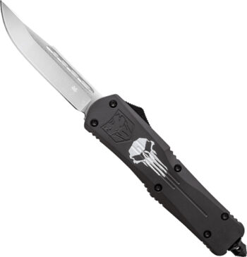 COBRATEC LARGE FS3 OTF BLACK - PUNISHER 3.5" D2 STEEL DRP PNT