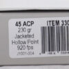 A330_LABEL_1.jpg UNDERWOOD 45 ACP 230GR JHP - 20RD 10BX/CS