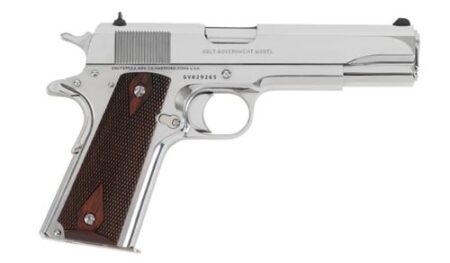 GO1911CBS.jpg COLT GOVERNMENT 1911 45ACP 5" - 8RD BRIGHT STAINLESS ROSEWOOD