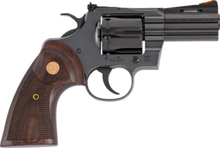 GPYTHONBP3WTS.jpg COLT PYTHON 357MAG 3" 6RD - BLUED WALNUT GOLD MEDALLION