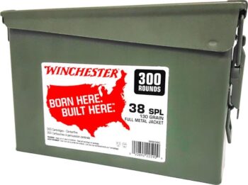 WINCHESTER 38 SPECIAL 130GR - FMJ-RN CASE OF (2) 300RD CANS