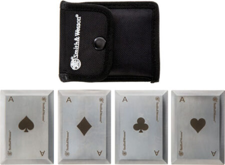 S&W BULLSEYE THROWING CARDS - 4-PACK SS LASER ETCHED W/SHTH